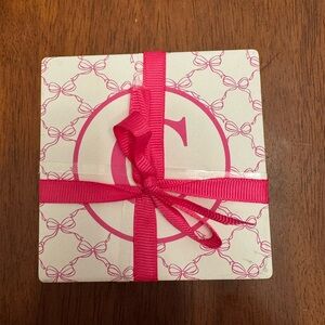 Pink Ribbon Letter “C” pink bow coasters